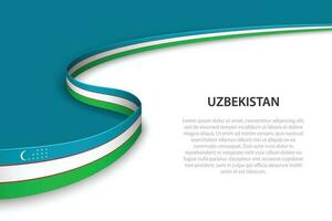 Wave flag of Uzbekistan with copyspace background vector