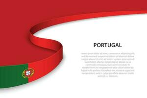 Wave flag of Portugal with copyspace background vector