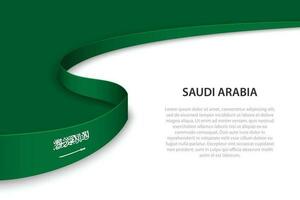 Wave flag of Saudi Arabia with copyspace background vector