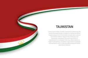 Wave flag of Tajikistan with copyspace background vector