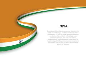 Wave flag of India with copyspace background vector