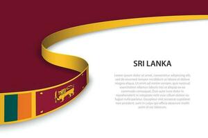 Wave flag of Sri Lanka with copyspace background vector