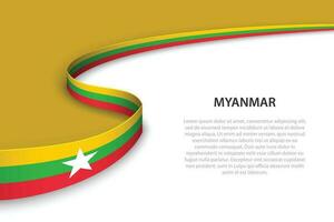 Wave flag of Myanmar with copyspace background vector