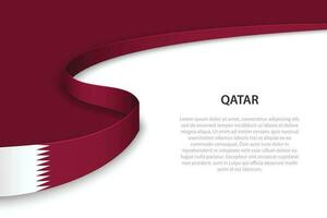 Wave flag of Qatar with copyspace background vector