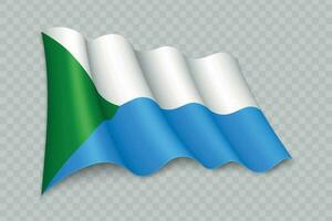 3D Realistic waving Flag of Khabarovsk Krai is a region of Russia vector