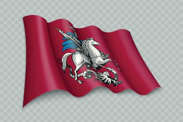3D Realistic waving Flag of Moscow is a region of Russia
