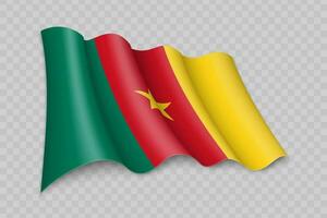 3D Realistic waving Flag of Cameroon vector