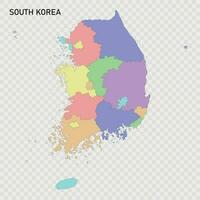 aislado de colores mapa de sur Corea vector