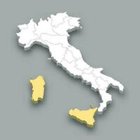 Islands region location within Italy map vector