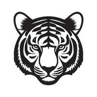 Tiger head black and white vector icon.