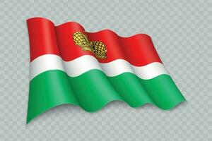 3D Realistic waving Flag of Kaluga Oblast is a region of Russia vector