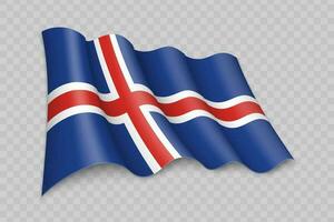 3D Realistic waving Flag of Iceland vector