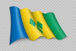 3D Realistic waving Flag of Saint Vincent vector