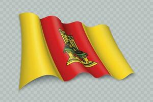 3D Realistic waving Flag of Tver Oblast is a region of Russia vector