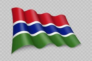 3d realista ondulación bandera de Gambia vector