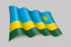 3D Realistic waving Flag of Rwanda vector