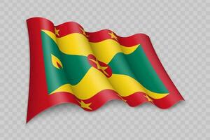 3D Realistic waving Flag of Grenada vector