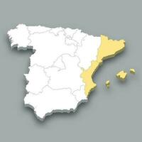 East region location within Spain map vector