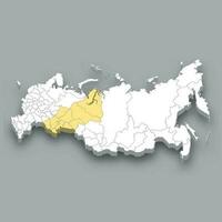 Ural region location within Russia map vector