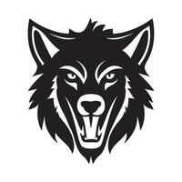 lobo cabeza negro y blanco vector icono.