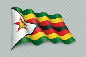 3D Realistic waving Flag of Zimbabwe vector