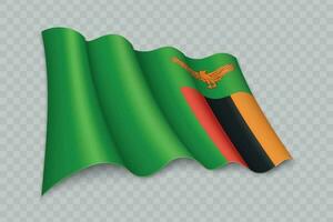 3D Realistic waving Flag of Zambia vector