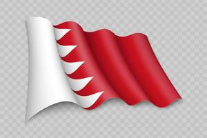 3D Realistic waving Flag of Bahrain vector