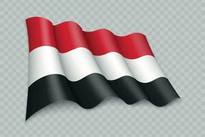 3d realista ondulación bandera de Yemen vector