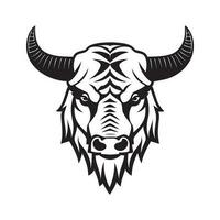 Bull head black and white vector icon.