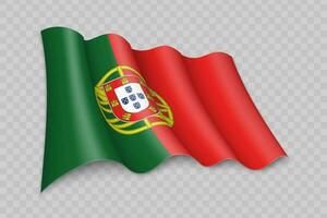 3D Realistic waving Flag of Portugal vector