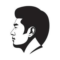 Asian Man head silhoutte, face fashion icon vector