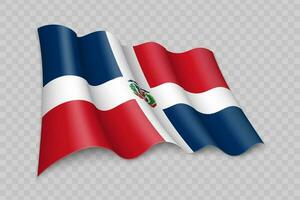 3d realista ondulación bandera de dominicano república vector