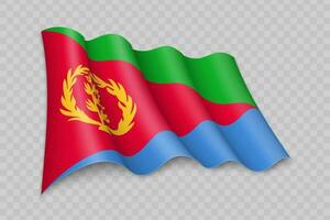 3d realista ondulación bandera de eritrea vector