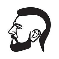 Man head silhoutte, face awith beard fashion icon vector