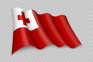 3D Realistic waving Flag of Tonga vector