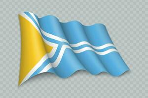 3D Realistic waving Flag of Tuva is a region of Russia vector