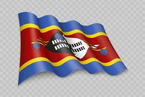 3D Realistic waving Flag of Eswatini vector