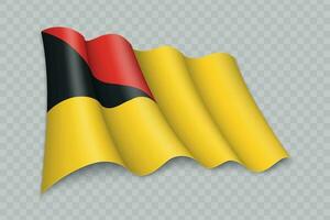 3D Realistic waving Flag of Negeri Sembilan is a state of Malaysia vector