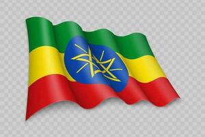 3D Realistic waving Flag of Ethiopia vector