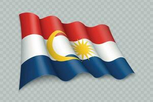 3D Realistic waving Flag of Labuan is a state of Malaysia vector