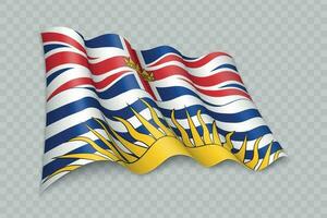 3D Realistic waving Flag of British Columbia is a state of Canada vector