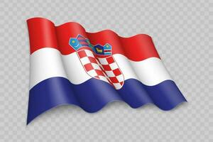 3d realista ondulación bandera de Croacia vector