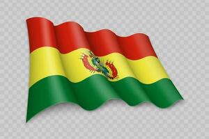 3D Realistic waving Flag of Bolivia vector