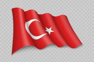 3d realista ondulación bandera de Turquía vector