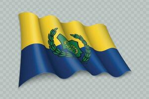 3D Realistic waving Flag of Perlis is a state of Malaysia vector