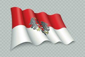 3D Realistic waving Flag of Vienna is a state of Austria vector