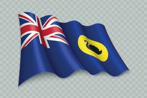 3D Realistic waving Flag of Western Australia is a state of Australia vector