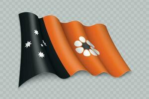 3D Realistic waving Flag of Northern Territory is a state of Australia vector