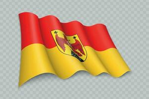 3D Realistic waving Flag of Burgenland is a state of Austria vector