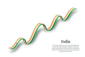 cinta ondeante o pancarta con la bandera de la india vector